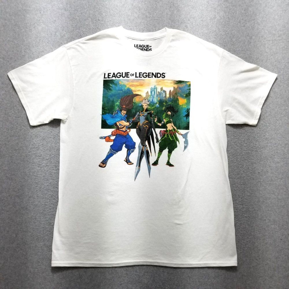 League Of Legends Shirt Mens Large White‎ Short Sleeve Graphic Print